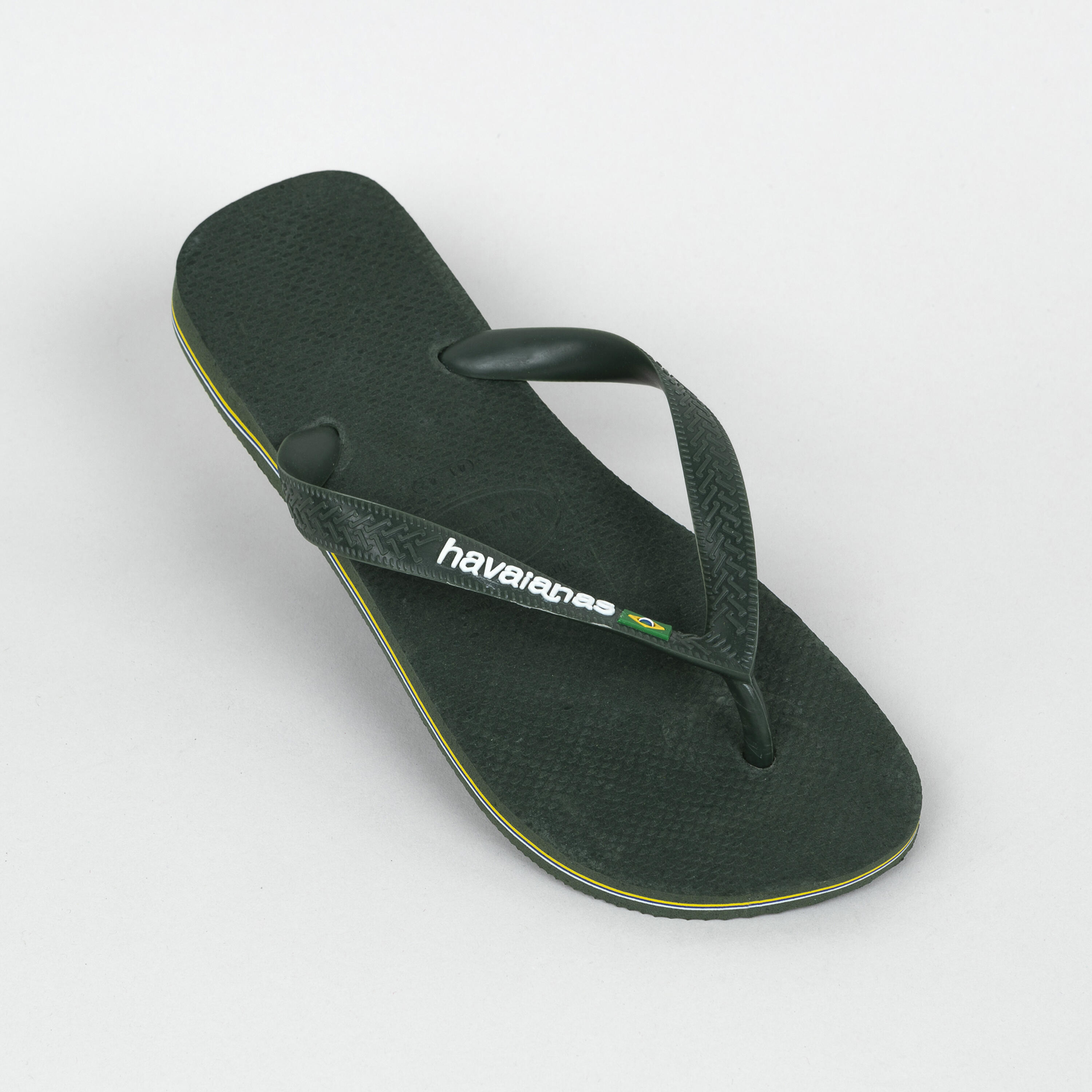 MEN S FLIP FLOPS BRASIL Logo Green Olive Decathlon