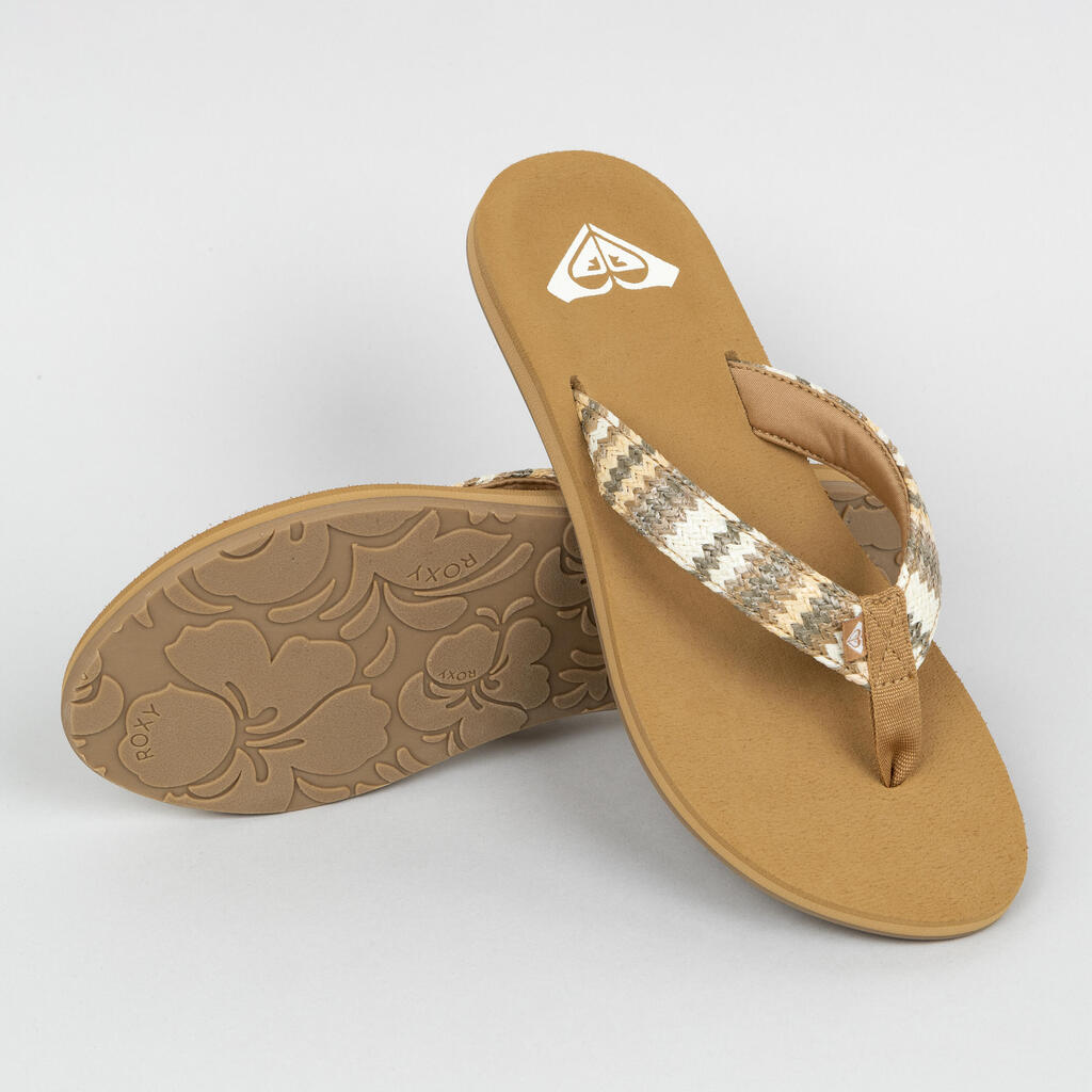 Women's flip-flops - Porto beige raffia