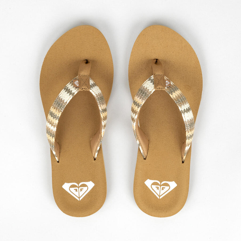 Women's flip-flops - Porto beige raffia