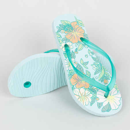 Grls' Flip-Flops - 120 Flower turquoise