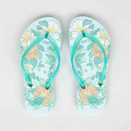 Grls' Flip-Flops - 120 Flower turquoise