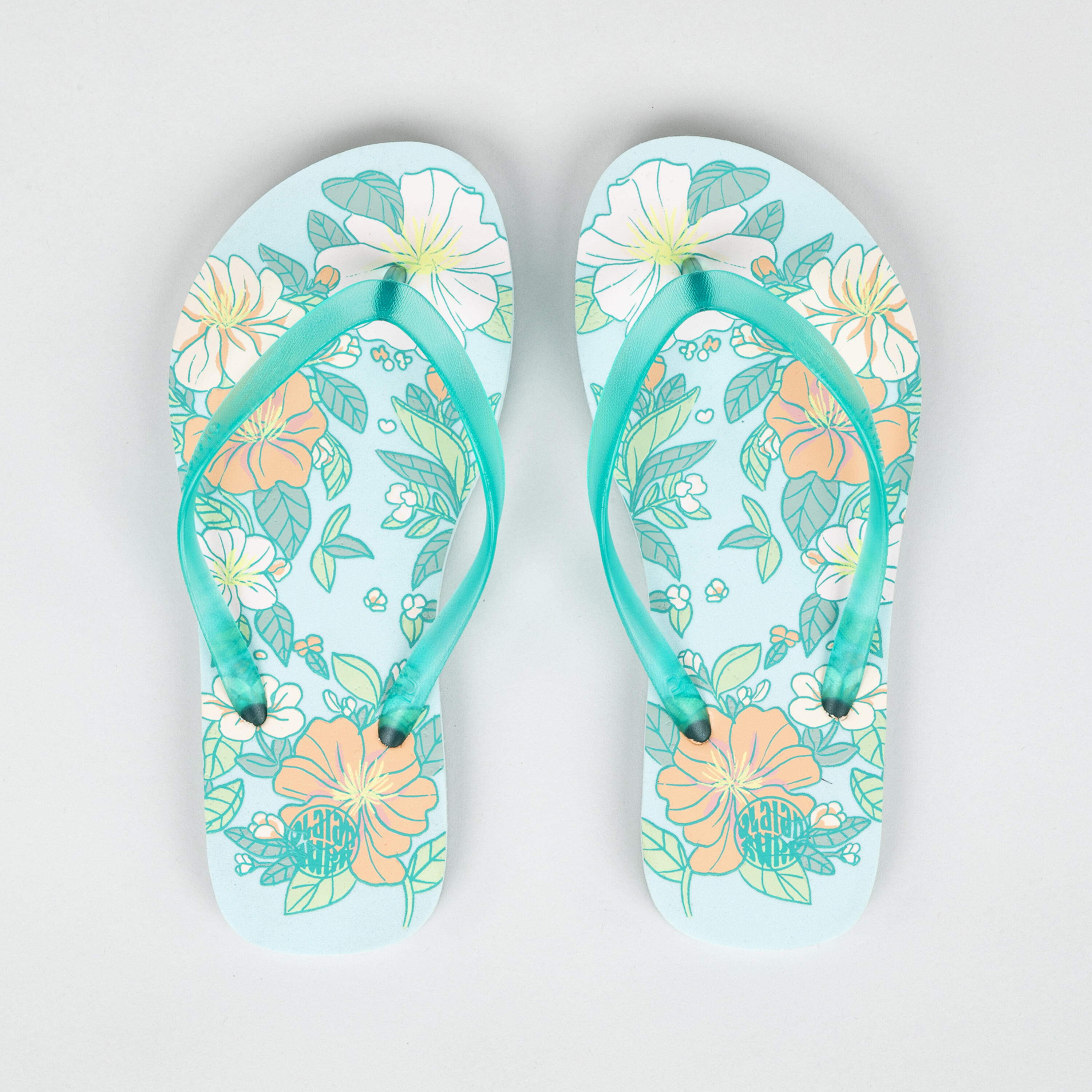 Grls' Flip-Flops - 120 Flower turquoise 2/5