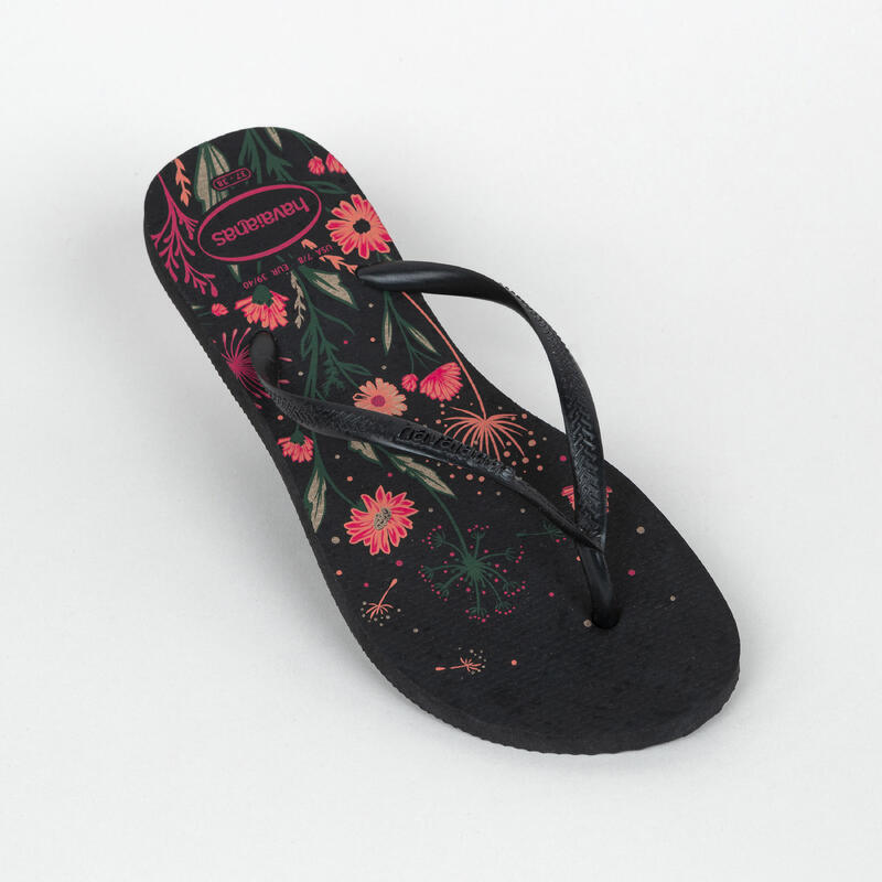 Papuci SLIM Floral Negru Damă