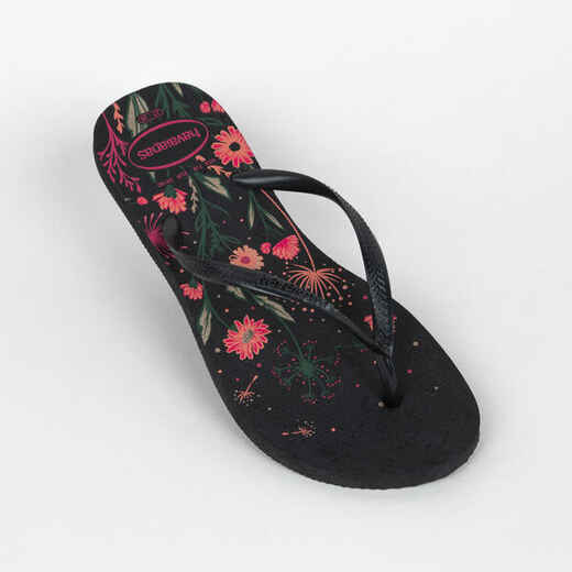 
      WOMEN'S FLIP FLOPS SLIM Floral Black
  