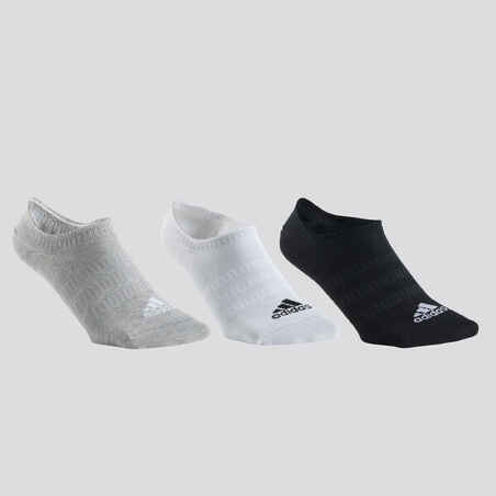 Čarape za tenis niske crne-bijele-sive 3 para