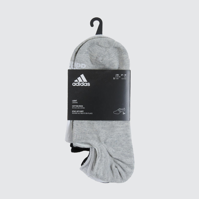 Calze corte adulto Adidas nero-bianco-grigio x3