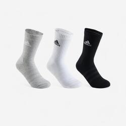 CHAUSSETTES DE SPORT HAUTES ADIDAS GRIS BLANC NOIR LOT DE 3