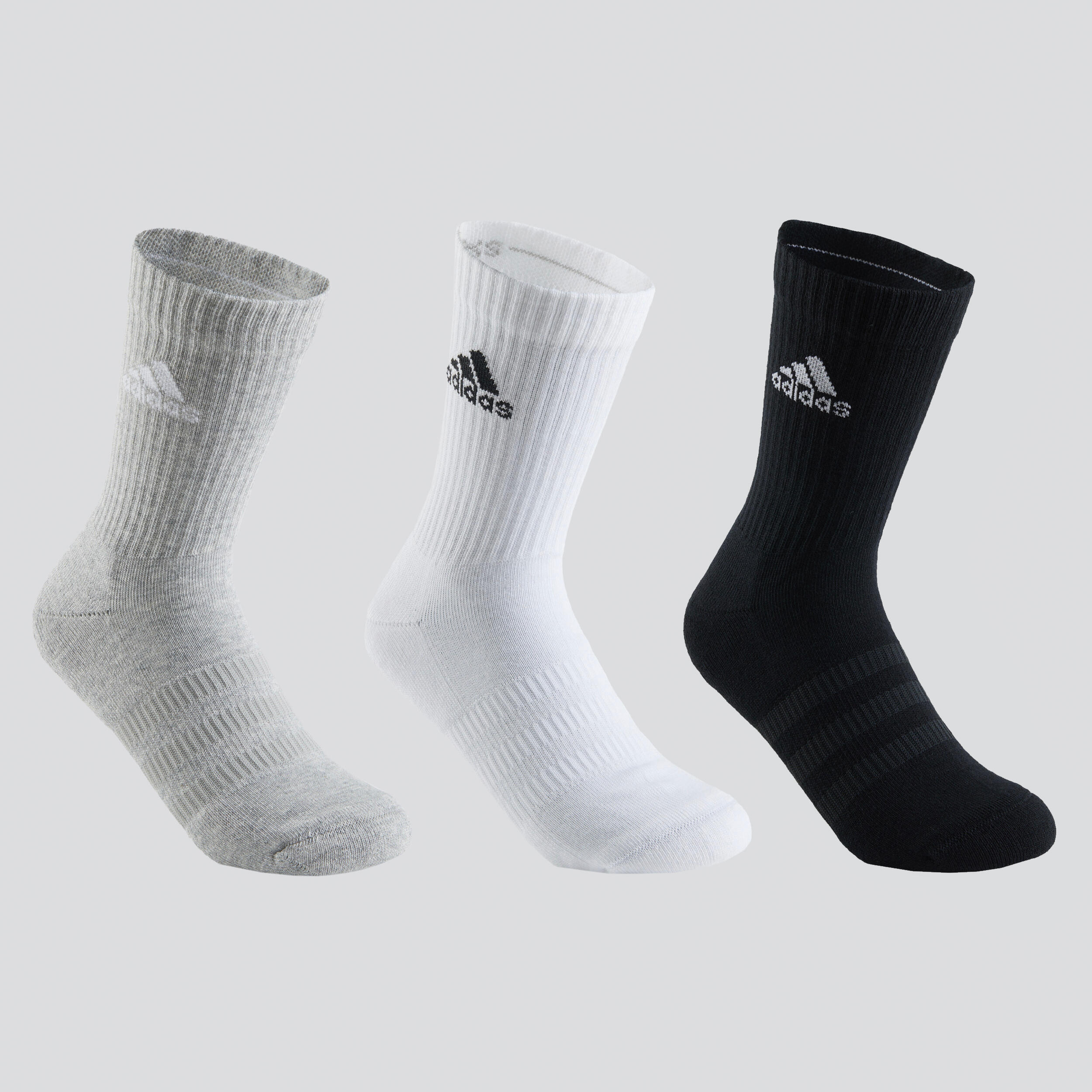 ADIDAS High Sports Socks Tri-Pack - Grey/White/Black