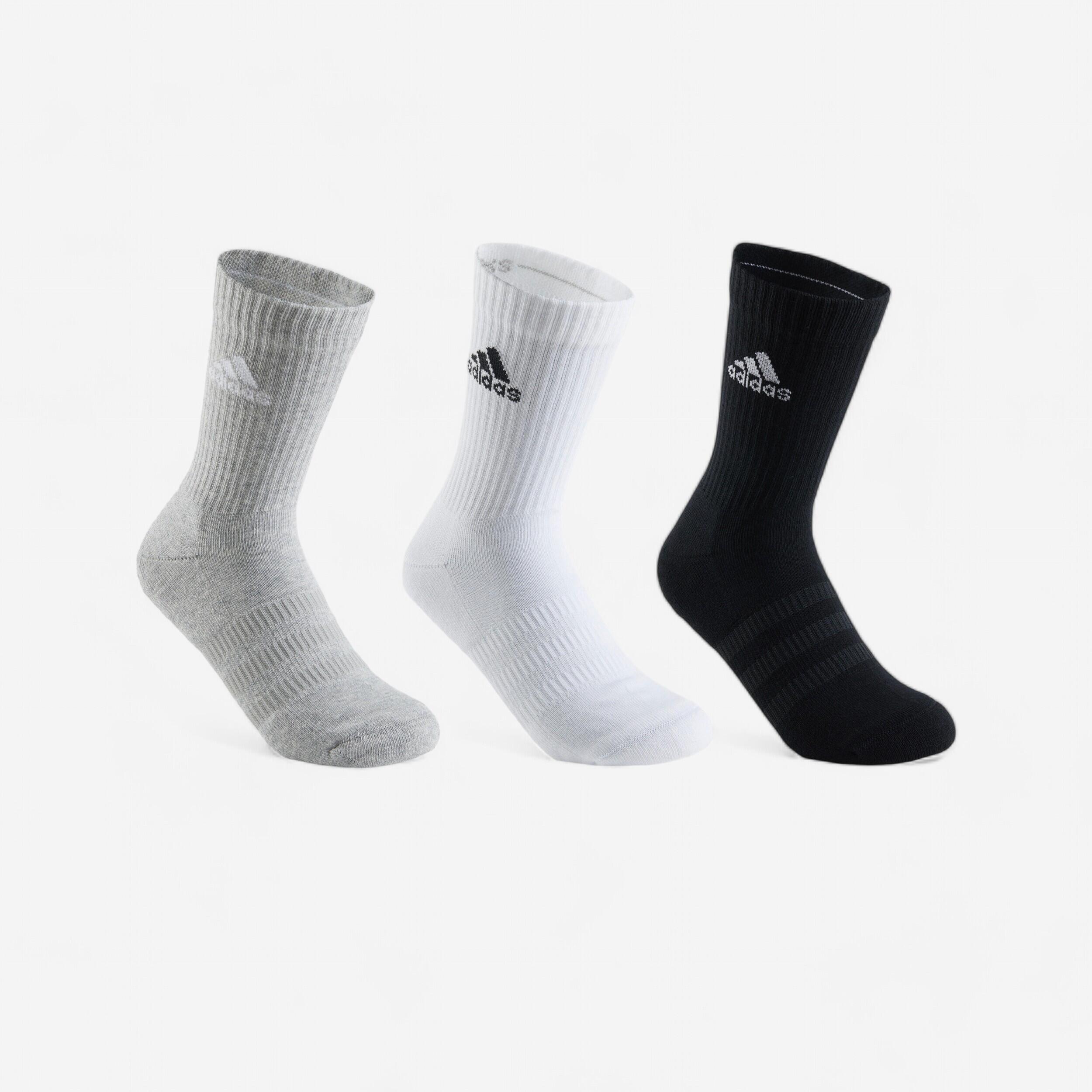 ADIDAS Športové ponožky vysoké 3 páry sivé, biele, čierne 43-45