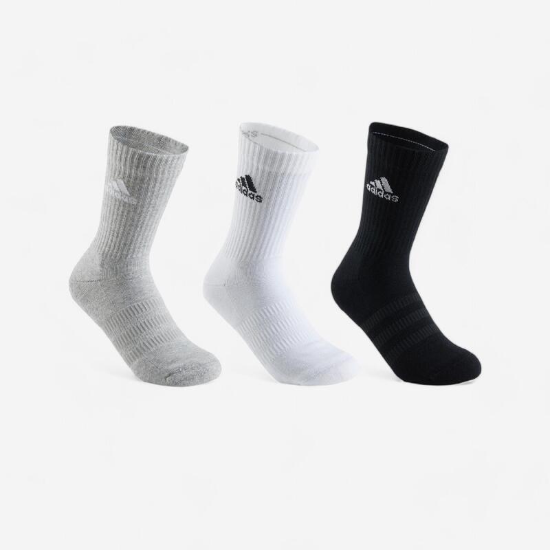 Tennissocken High 3er-Pack - Adidas grau/weiss/schwarz