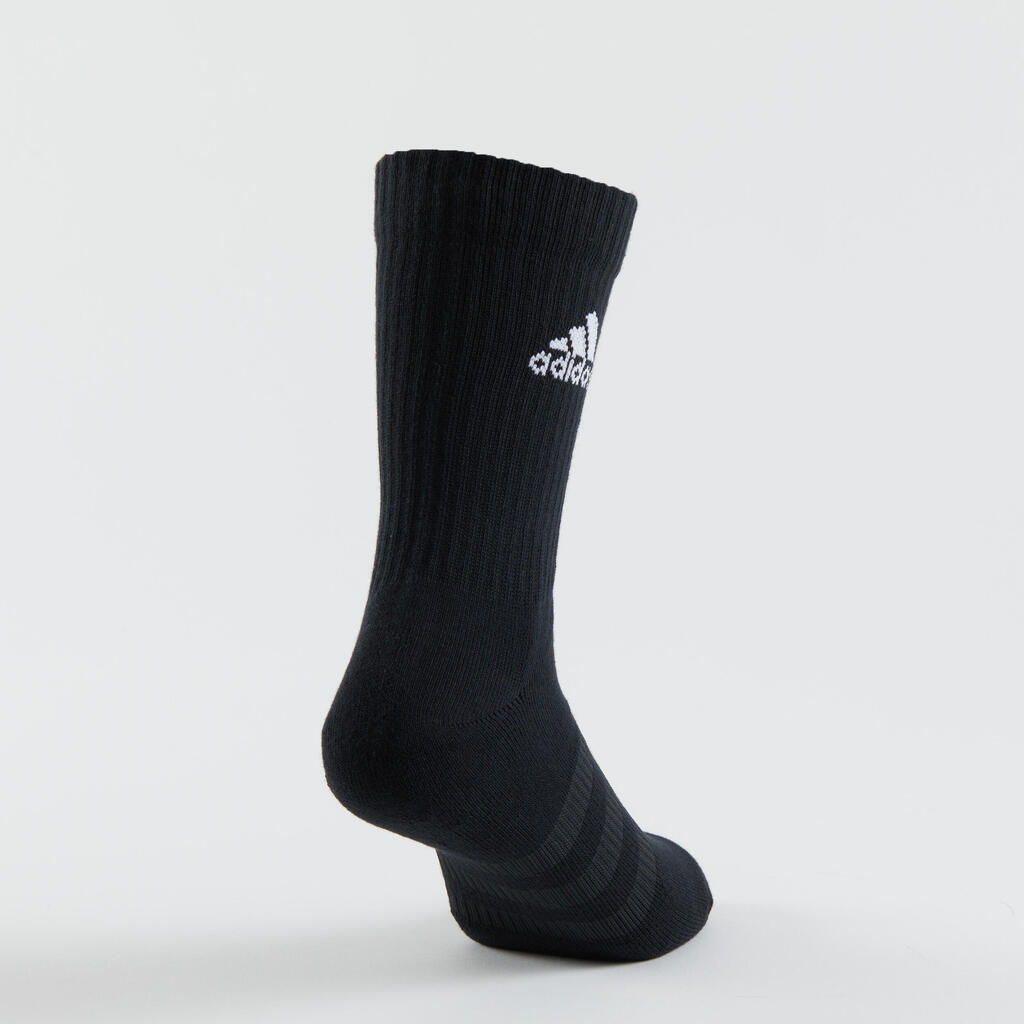 Športové ponožky vysoké 3 páry sivé, biele, čierne