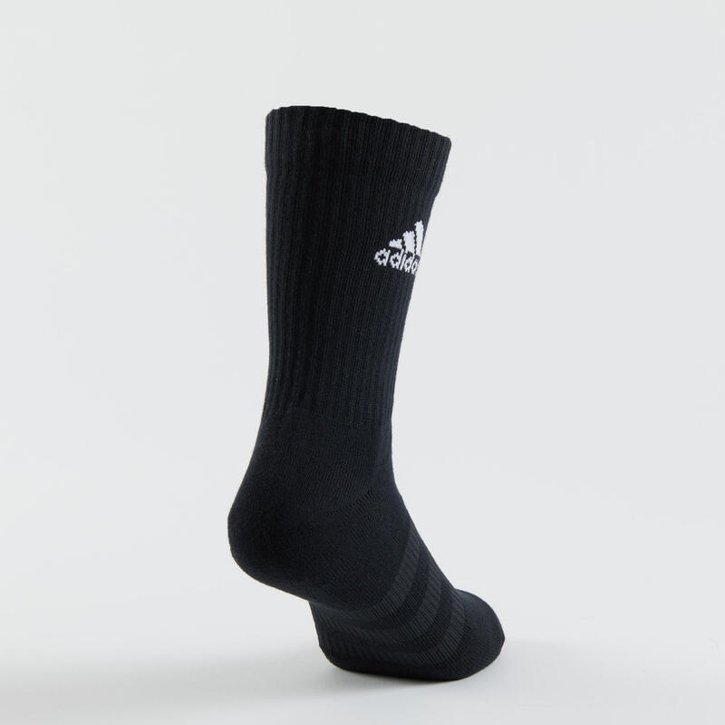 MEIAS DE DESPORTO CANO ALTO CINZENTO BRANCO PRETO (3 PARES)