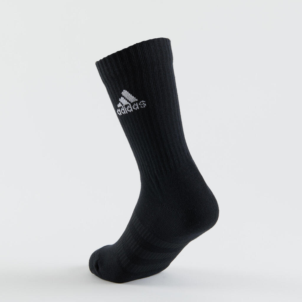 ДЪЛГИ СПОРТНИ ЧОРАПИ ADIDAS, 3 ЧИФТА, СИВО/БЯЛО/ЧЕРНО