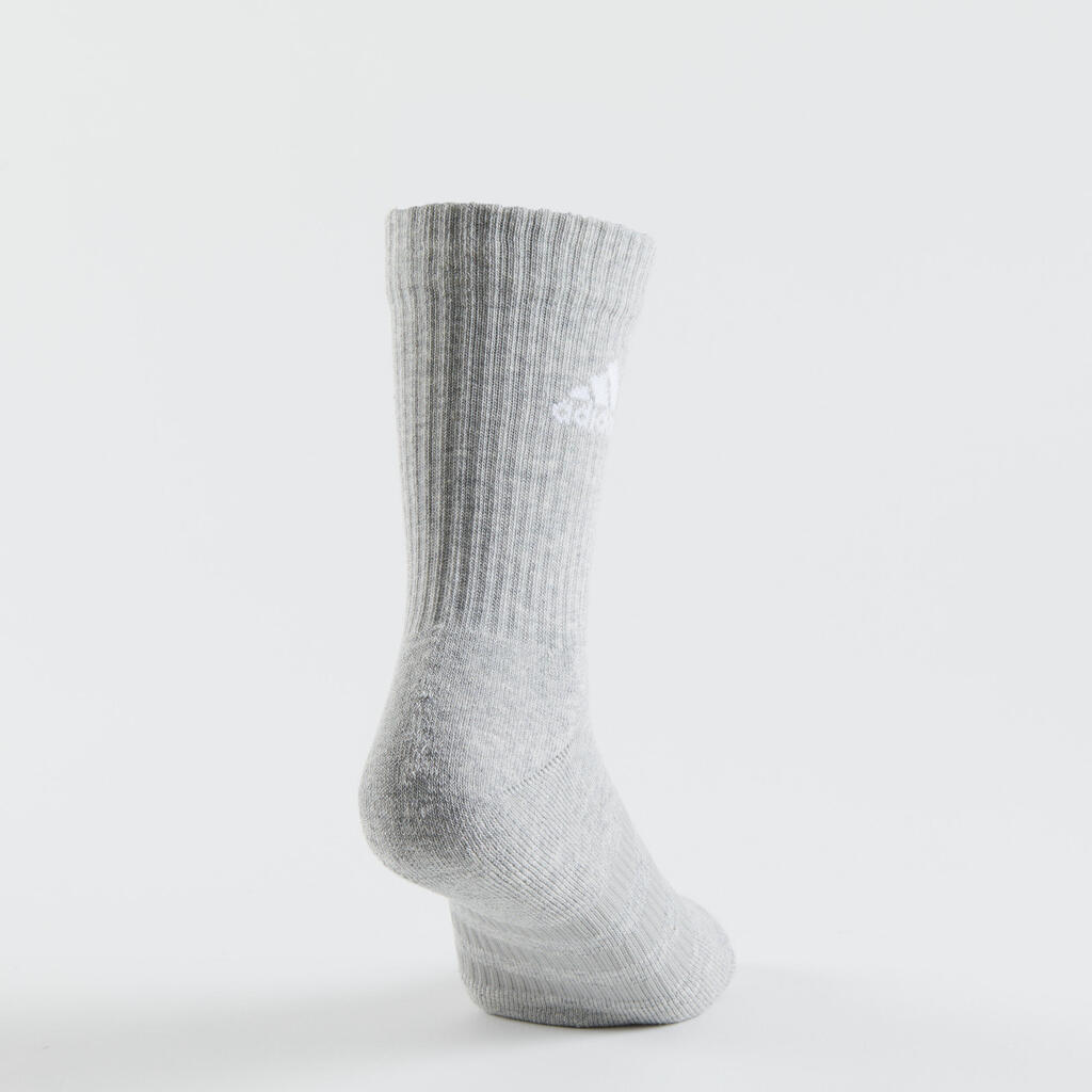 Ilgos kojinės, 3 poros, pilkos, baltos, juodos