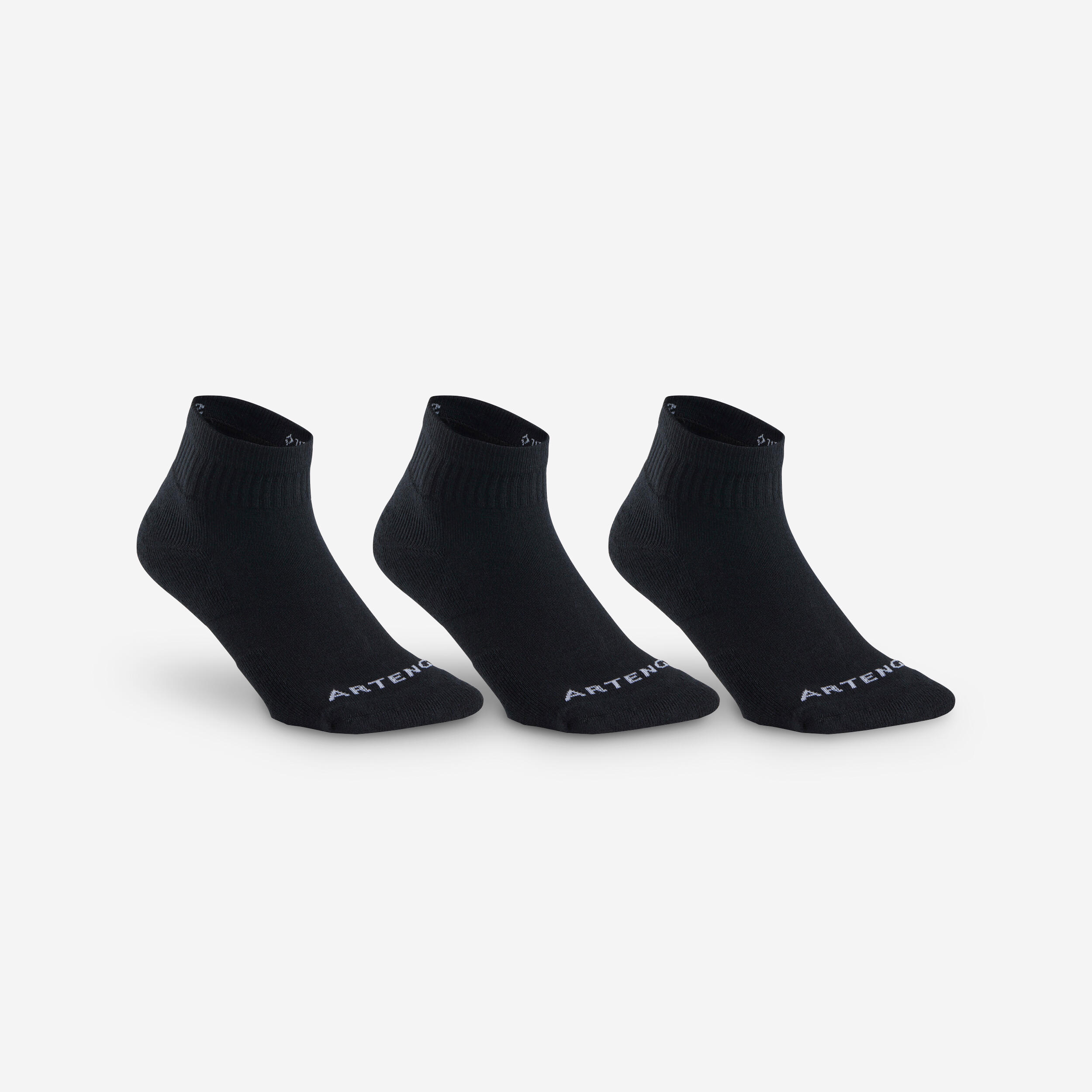 ARTENGO Mid Tennis Socks RS 100 Tri-Pack - Black