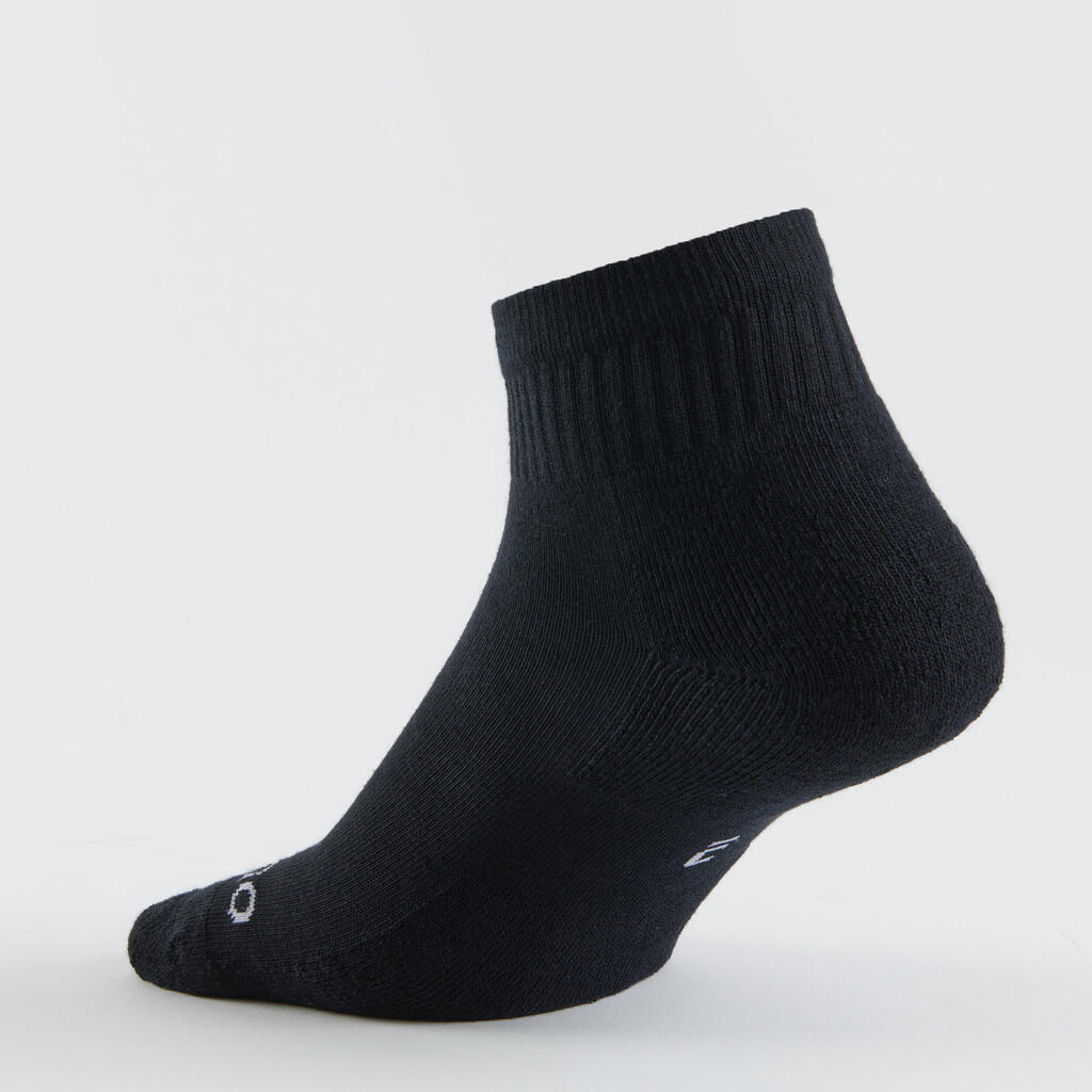 Stredne vysoké tenisové ponožky RS 100 3 páry čierne