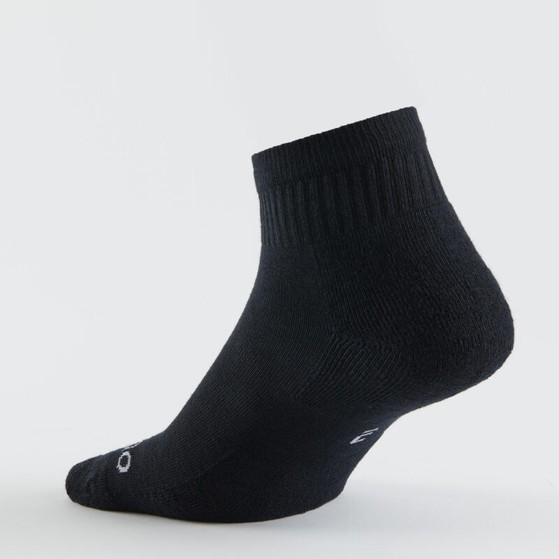 Set 3 Perechi Șosete Mid Tenis RS100 Negru Adulți