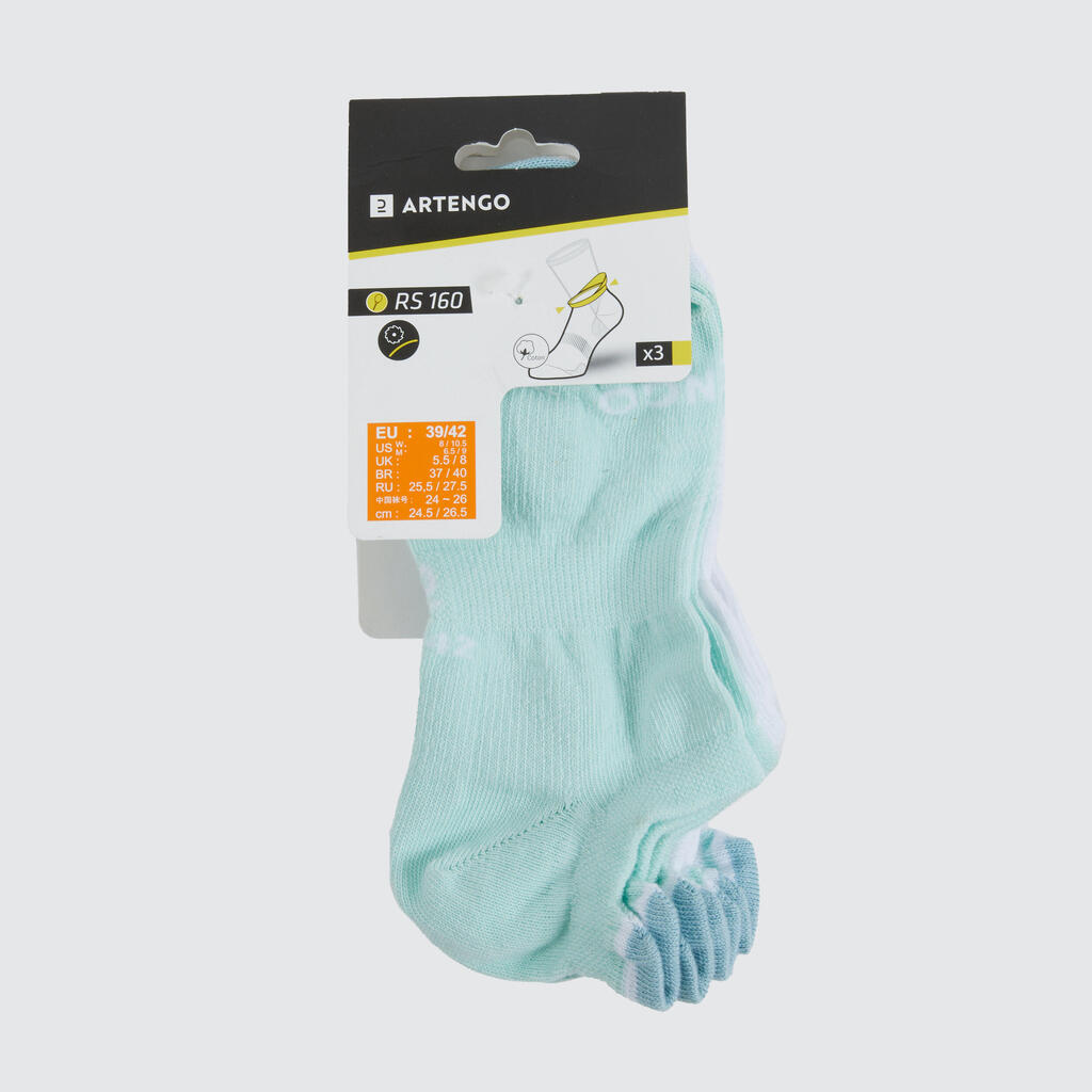 Calcetines deportivos cortos rosa, blanco y azul Artengo RS 160, 3 pares