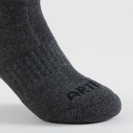 Kids' High Sports Socks RS 500 Tri-Pack - Black/Grey