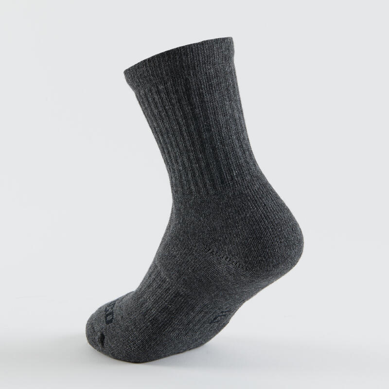 Çocuk Orta Boy Konçlu Spor Çorabı - 3 Çift - Siyah / Gri - RS500