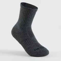 Ψηλές αθλητικές κάλτσες για παιδιά RS 500, 3 ζεύγη - Μαύρο/Γκρι