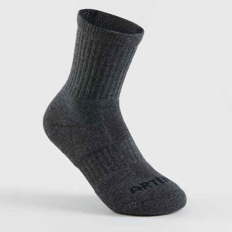 Kids' High Sports Socks RS 500 Tri-Pack - Black/Grey