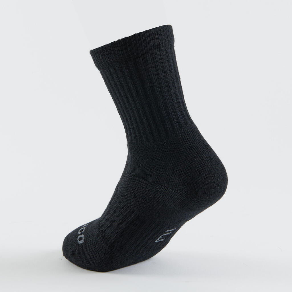 Ψηλές αθλητικές κάλτσες για παιδιά RS 500, 3 ζεύγη - Μαύρο/Γκρι