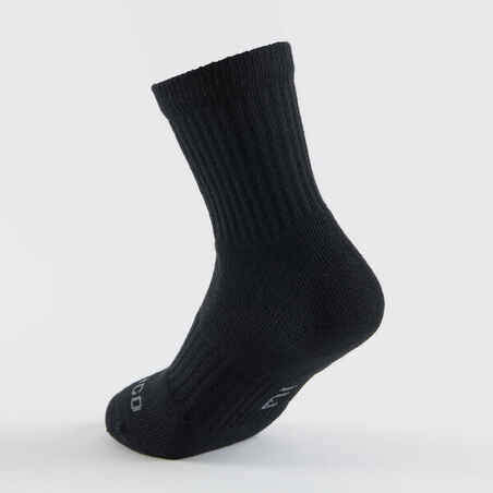 Kids' High Sports Socks RS 500 Tri-Pack - Black/Grey