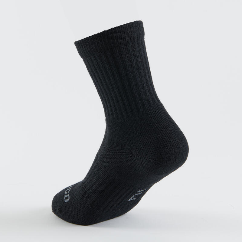 Tennissocken RS 500 High Kinder 3er-Pack schwarz/grau