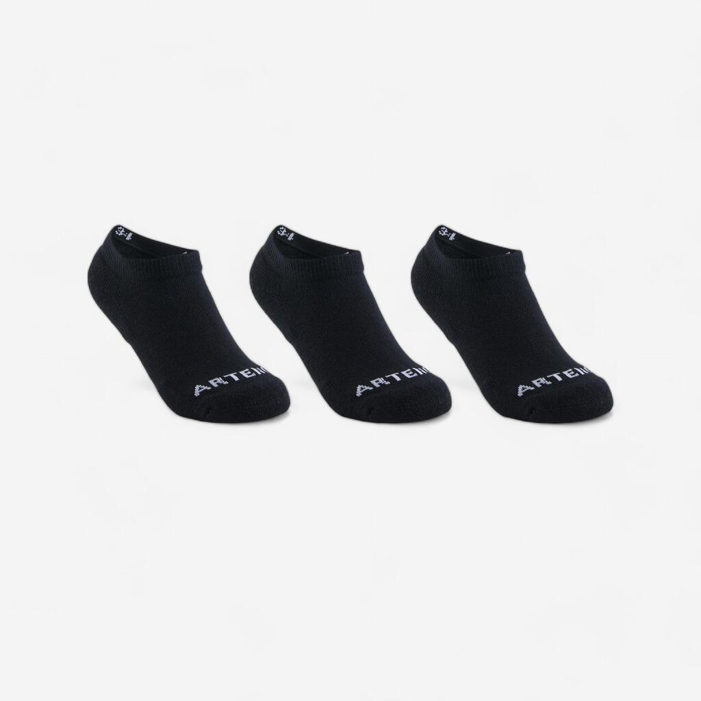 Kids' Low-Cut Racket Sports Socks RS 100 Tri-Pack - Black