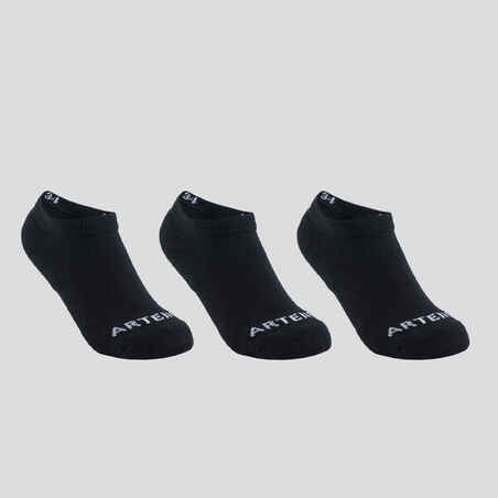 CHAUSSETTES SPORTS DE RAQUETTES BASSES ENFANT ARTENGO  RS 100 NOIR LOT DE 3