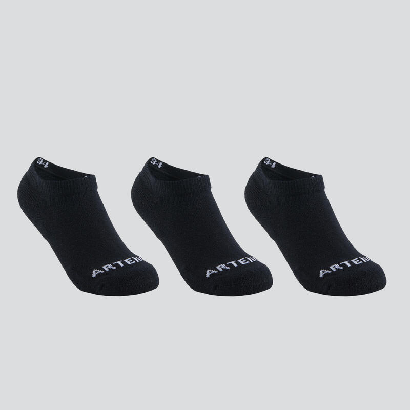 CHAUSSETTES SPORTS DE RAQUETTES BASSES ENFANT ARTENGO RS 100 NOIR LOT DE 3