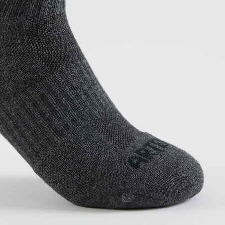 Kids' Mid Sports Socks RS 500 Tri-Pack - Black/Grey