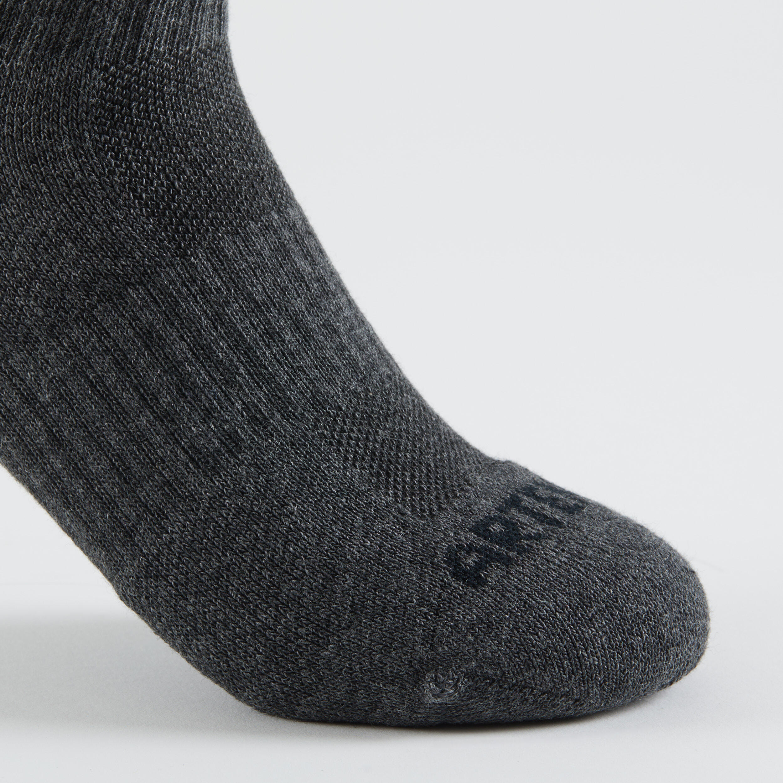 Kids' Mid Sports Socks RS 500 Tri-Pack - Black/Grey 9/10