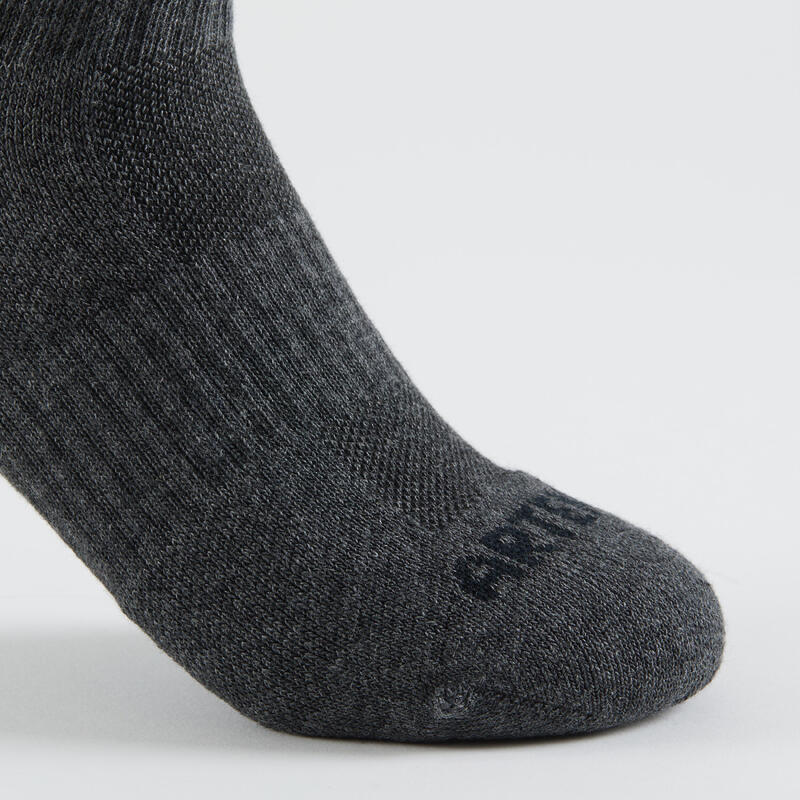 Dětské polovysoké tenisové ponožky RS500 černé a šedé 3 páry 