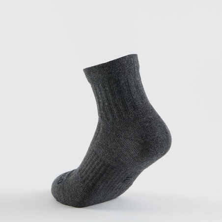 Παιδικές αθλητικές κάλτσες μεσαίου ύψους RS 500, 3 ζεύγη - Μαύρο/Γκρι