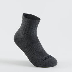 Kids' Mid Sports Socks RS 500 Tri-Pack - Black/Grey