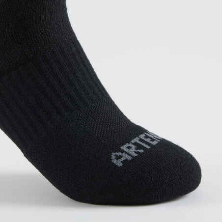 Kids' Mid Sports Socks RS 500 Tri-Pack - Black/Grey