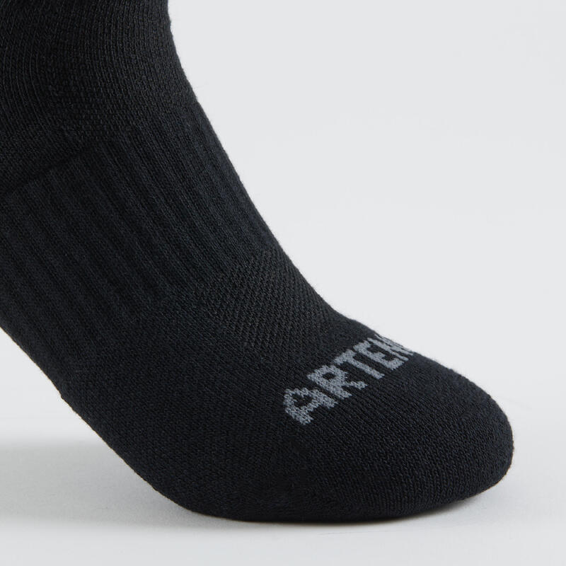 Dětské polovysoké tenisové ponožky RS500 černé a šedé 3 páry 