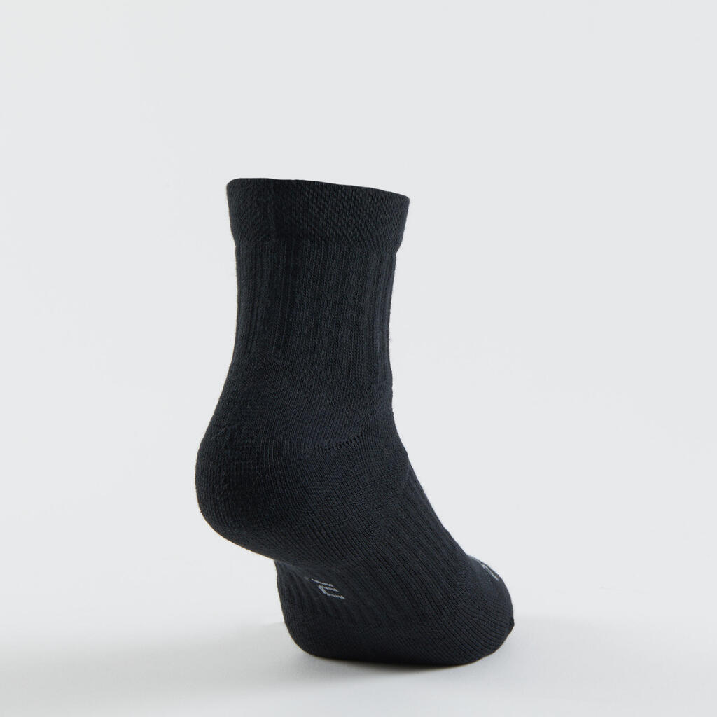 CHAUSSETTES DE SPORT ENFANT MI-HAUTES ARTENGO RS 500 BLANC MARINE LOT DE 3