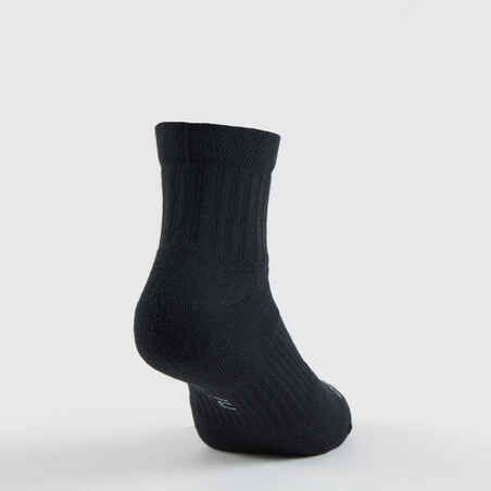 Παιδικές αθλητικές κάλτσες μεσαίου ύψους RS 500, 3 ζεύγη - Μαύρο/Γκρι