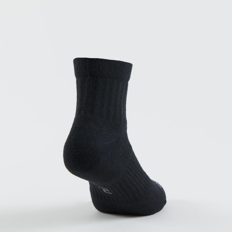 Çocuk Spor Çorabı - 3 Çift - Orta Boy Konçlu - Siyah / Gri - RS500