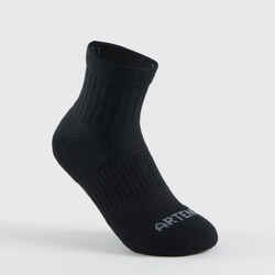 Kids' Mid Sports Socks RS 500 Tri-Pack - Black/Grey