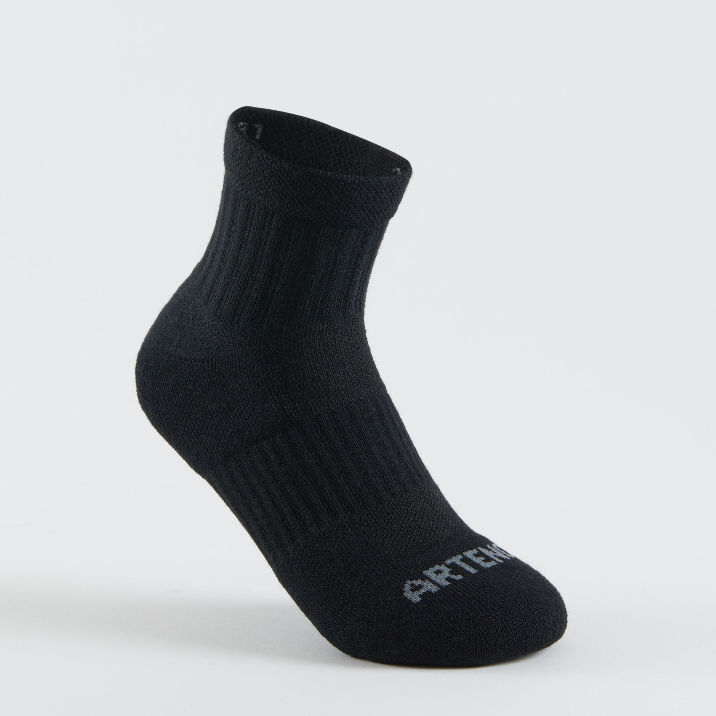 Kids' Mid Sports Socks RS 500 Tri-Pack - Black/Grey 2/10