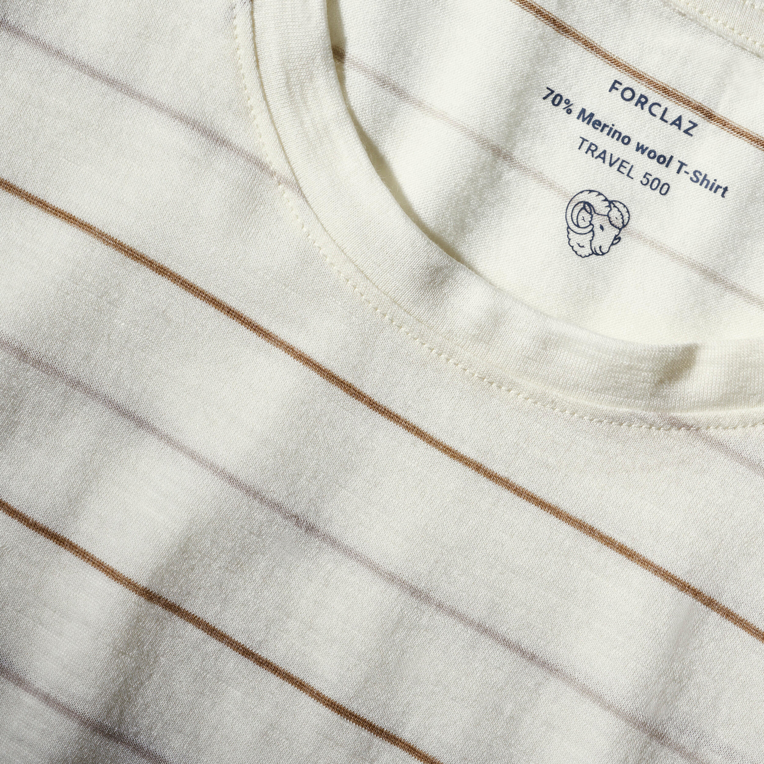 Men’s short-sleeved Merino wool hiking travel t-shirt - TRAVEL 500 white 4/6