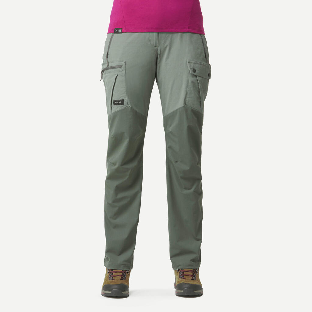 PANTALONE ZA PLANINSKI TREKING MT500 ŽENSKE IZDRŽLJIVE - KAKI