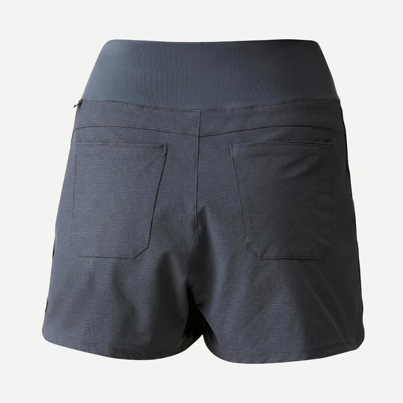 Korte trekkingshort voor dames TRAVEL 900 blauw