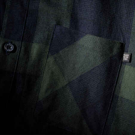 Ανδρικό πουκάμισο ταξιδιού & πεζοπορίας - TRAVEL500 WARM - Πράσινο