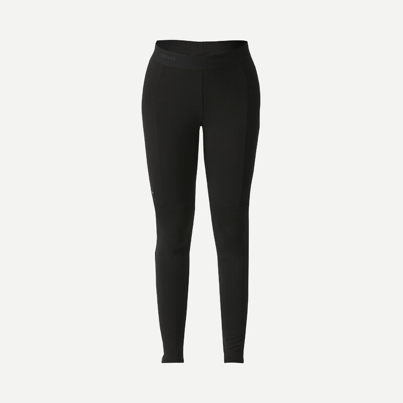 Women's Mountain Trekking Merino Tights Undergarment - TREK 500 - Black