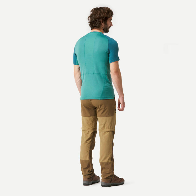 T-shirt de trek manches courtes en laine mérinos - Homme - MT500